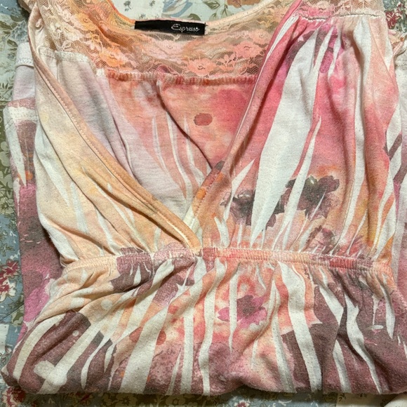 Espresso Women's Pink and Orange Abstract Blouse - Picture 2 of 3